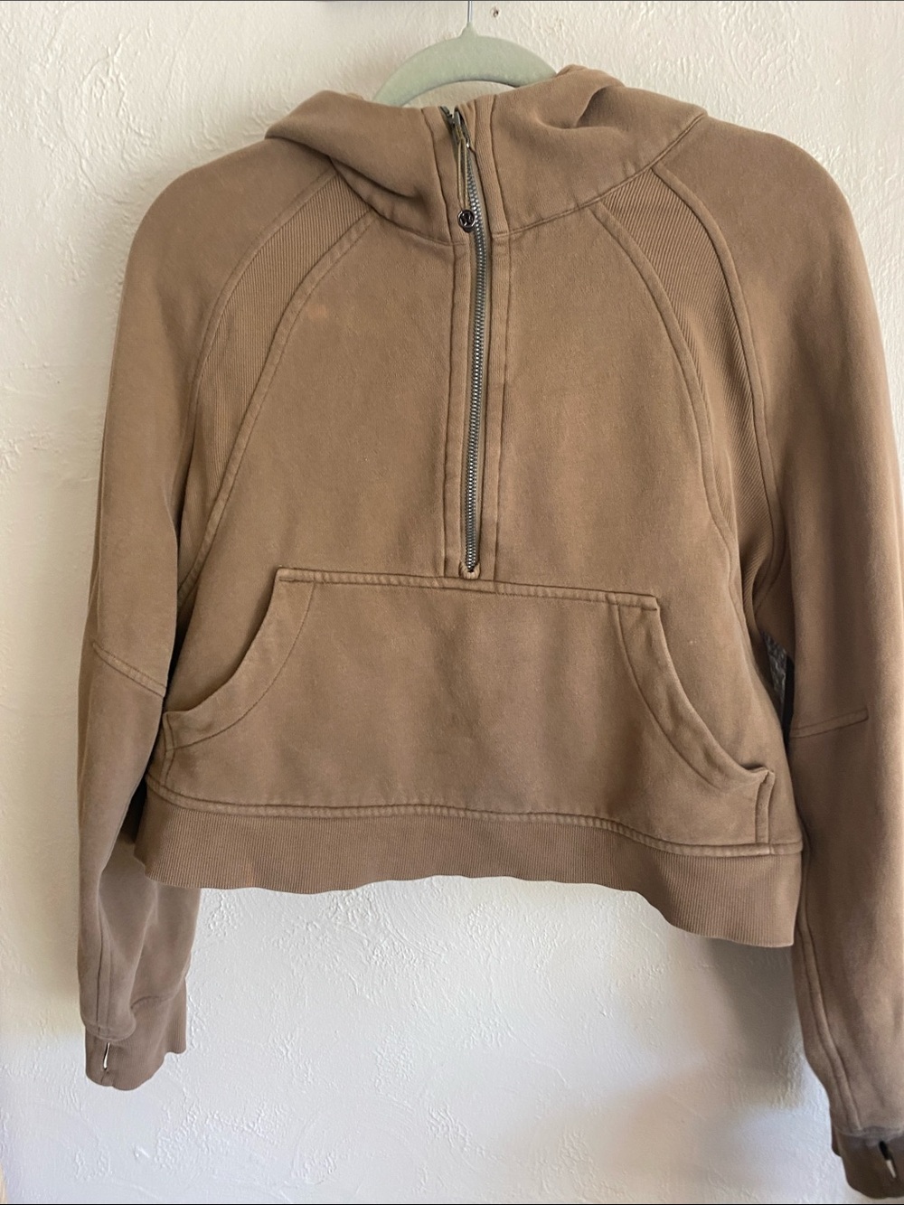 lululemon athletica Cropped Half-Zip Hoodie in Taupe Brown